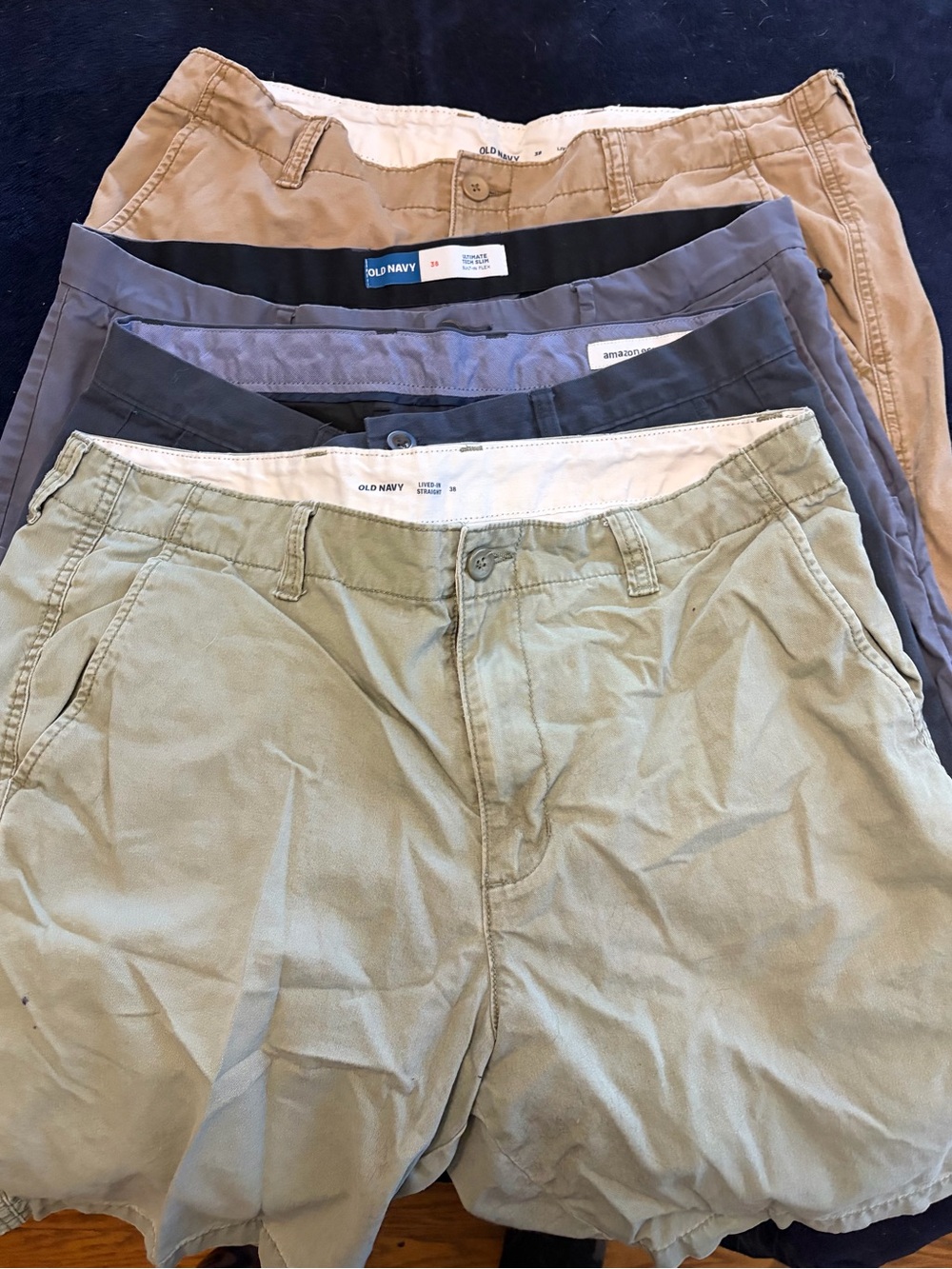 Old Navy Men’s Flat-Front Shorts - Olive, Navy, Gray, Tan